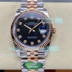 Swiss 3235 Clone Rolex Datejust Black Diamond Dial Two-Tone Jubilee Watch 36mm 